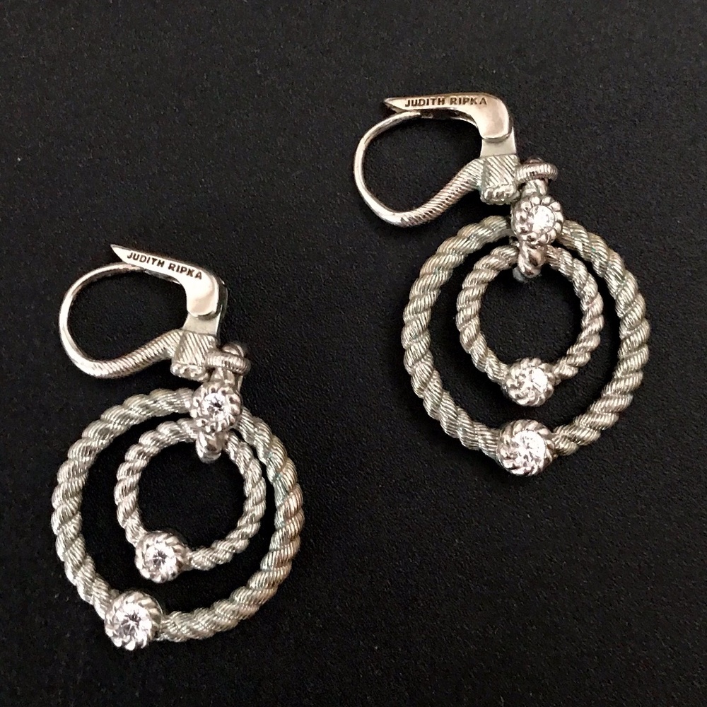 Judith Ripka Sterling Double Hoop Earrings